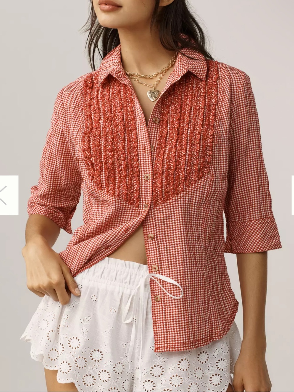 Pilcro Red Gingham Button-Down Shirt